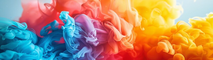 The image is an abstract painting. There are no people or objects in the image. The colors are bright and saturated. The painting has a sense of movement and energy.