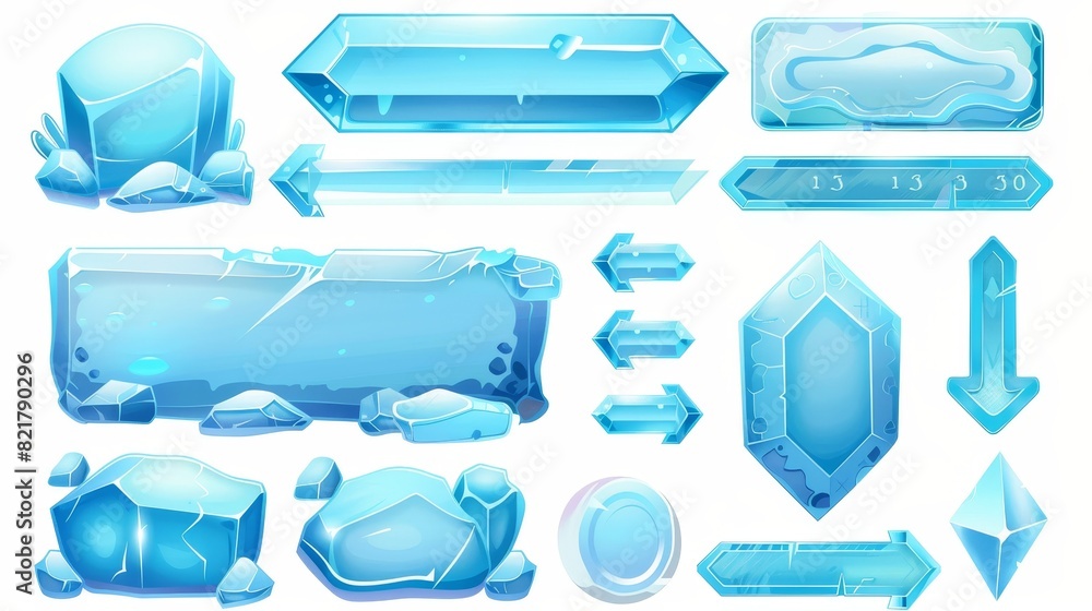 Poster the ui, menu buttons and progress bar for a mobile game are isolated on a white background in this m