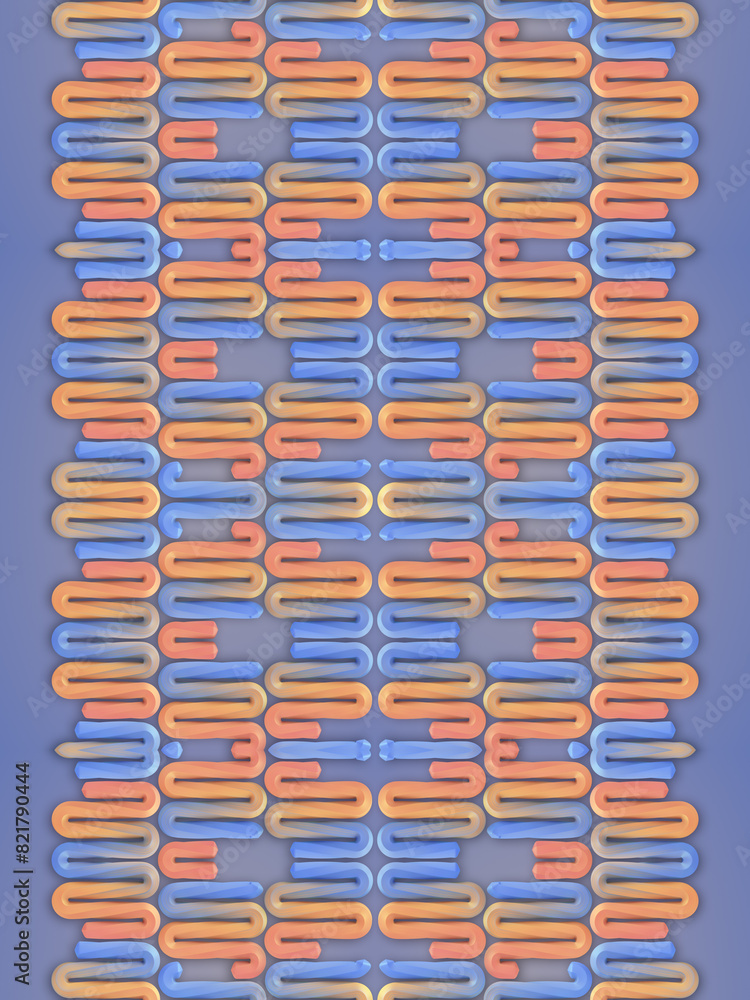 Fototapete 3d rendering digital illustration with a symmetrical pattern of a series of interlocking figures