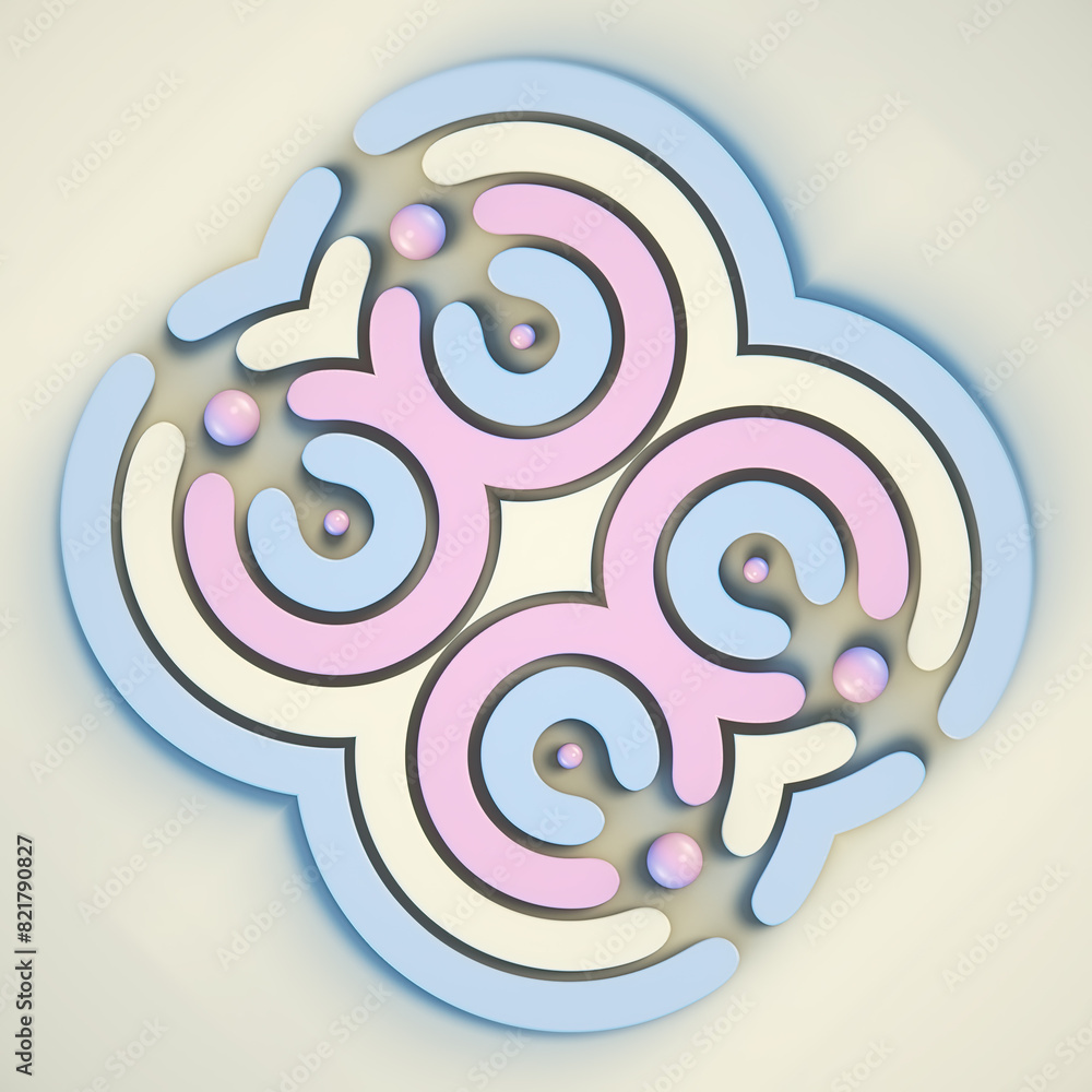 Poster Colorful digital illustration of abstract geometric patterns. 3d rendering