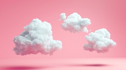 The background of this image is pink with white clouds