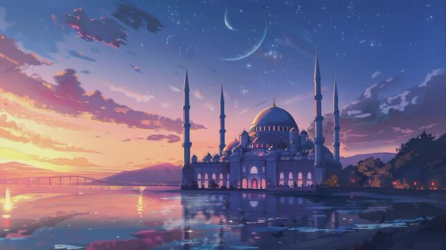 The beautiful mosque in the afternoon 
