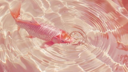 Close up view, flickering Pink koi Fosh, light tones, Whirlpool, transparent light pink water.