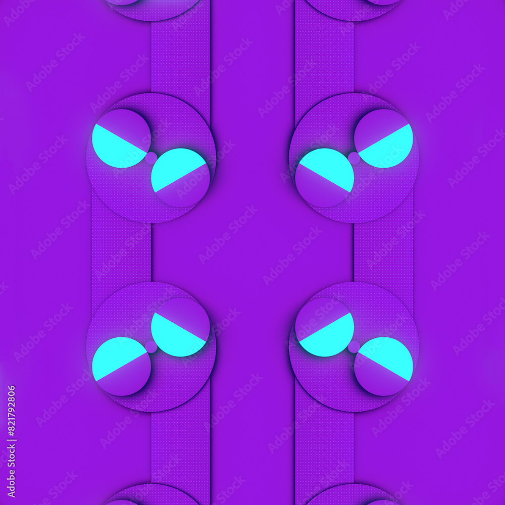 Aufkleber Symmetrical digital illustration in which simple geometric shapes create an abstract pattern. 3d rendering
