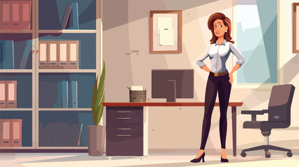 Business woman with paper documents standing in office