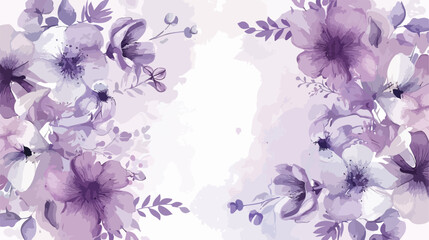 Purple floral border with watercolor for wedding birt