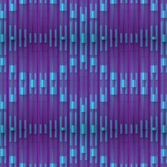Fascinating wavy digital illustration of blue rectangular geometric shapes on a purple background. 3d rendering