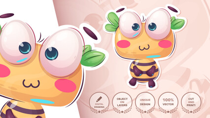 Bee Cartoon Character. Cute Amimal. Illustration for Kids