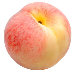 Sweet Chinese Peach isolated on white background, Fresh Peach on White Background PNG File.