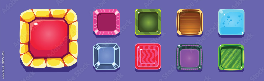 Poster bright button for game interface design vector set