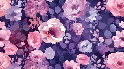 Purple pink floral watercolor pattern for background