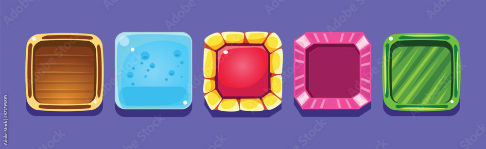 Poster bright button for game interface design vector set