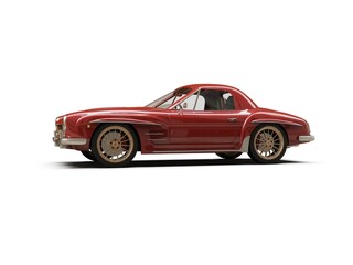 Old School Vintage Classic Red Racing Coupe Cabriolet Car