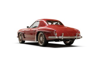 Old School Vintage Classic Red Racing Coupe Cabriolet Car