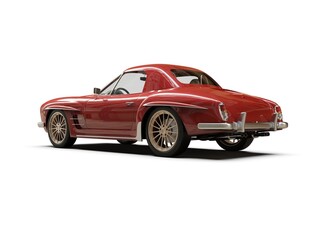 Old School Vintage Classic Red Racing Coupe Cabriolet Car