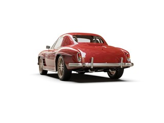 Old School Vintage Classic Red Racing Coupe Cabriolet Car