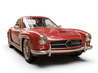 Old School Vintage Classic Red Racing Coupe Cabriolet Car