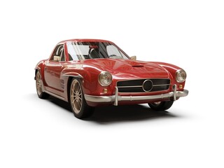 Old School Vintage Classic Red Racing Coupe Cabriolet Car