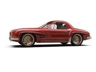 Old School Vintage Classic Red Racing Coupe Cabriolet Car