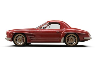 Old School Vintage Classic Red Racing Coupe Cabriolet Car