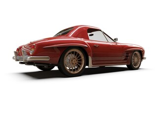 Old School Vintage Classic Red Racing Coupe Cabriolet Car