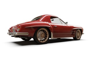 Old School Vintage Classic Red Racing Coupe Cabriolet Car