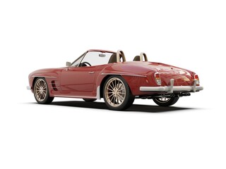 Old School Vintage Classic Red Racing Coupe Cabriolet Car