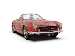 Old School Vintage Classic Red Racing Coupe Cabriolet Car