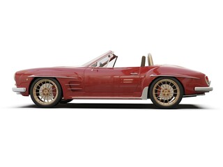 Old School Vintage Classic Red Racing Coupe Cabriolet Car