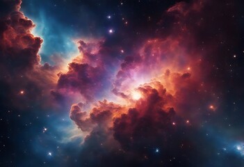 Fototapeta premium Colorful space Spiral galaxy cloud nebula. Stary night cosmos. Universe science astronomy. Generative AI