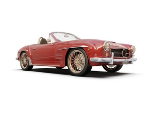 Old School Vintage Classic Red Racing Coupe Cabriolet Car