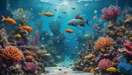 Naklejka na ściany i meble Imagine A Mystical Underwater Kingdom With Coral R