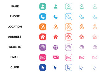 Collection of business card icons in various styles