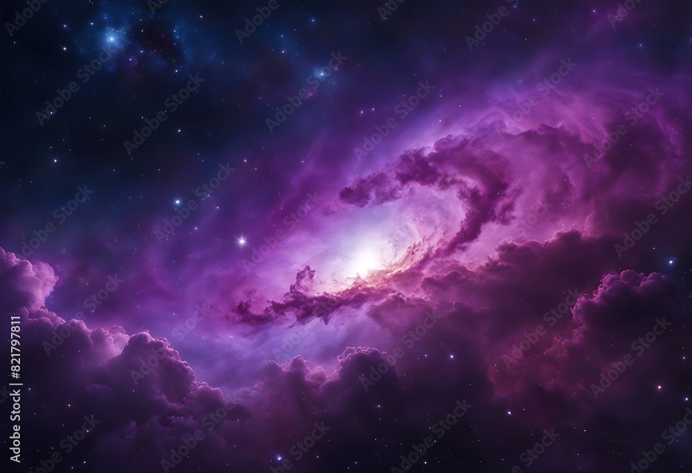 Wall mural colorful space spiral galaxy cloud nebula. stary night cosmos. universe science astronomy. generativ