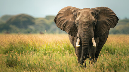 Large elephant against the backdrop of wild nature