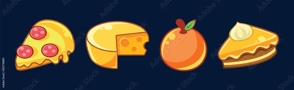 Poster food game interface icon and element vector set