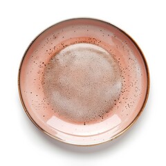 Pink Ceramic Plate Isolated on White Background. Generative AI.