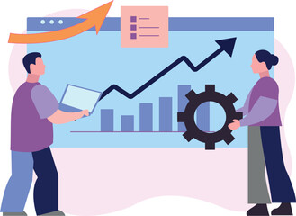 Boy and girl doing graph setting.