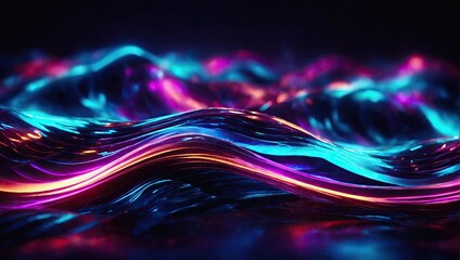 Abstract gradient 3d wave background. Bright colorful sparkling light neon light shapes, Abstract neon lights background with glowing lines