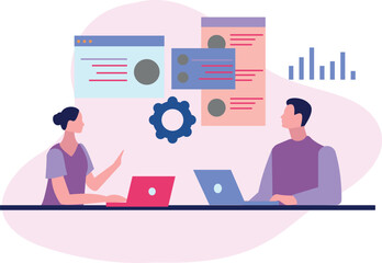 Employees are talking while working.