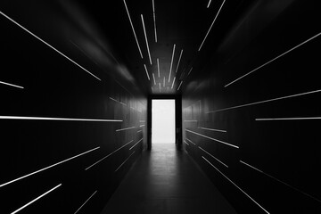 Door from dark room bright light, Business finding solution, Light at the end of the tunnel,...