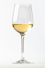 A glass with white wine isolated on white background. Rose wine splashing in glassware.