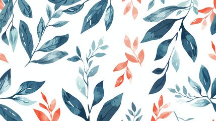 Seamless hand painted floral leafy pattern isolated o