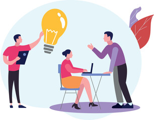 The team is discussing business ideas.