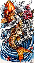 
fancy koi Draw beautiful lines, Japanese style tattoo designs, brutal, beautiful fish, combined with water patterns, lotus flowers, tattoos.
color