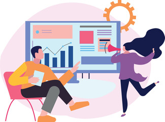 The team is doing business marketing.