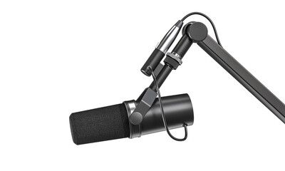 Professional studio microphone on transparent background