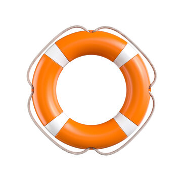 Orange lifebuoy on transparent background