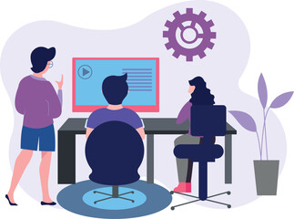 The team is working on their product.