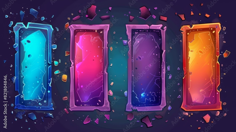 Poster progress bars and banners for ui interface design. long buttons with frames and old textures. load b